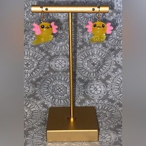 Yellow and Pink Axolotl Earrings